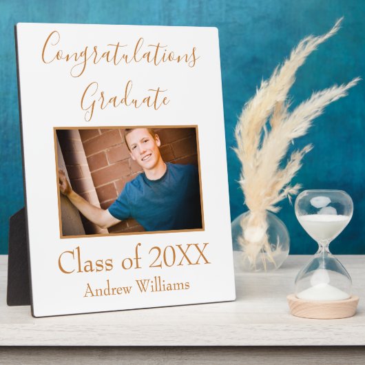 Foto Graduate Class of 20XX Brown and White Invi Fotoplatte (Seite)