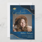 Foto Graduate Elegant Navy Blue Ankündigung (Vorderseite)