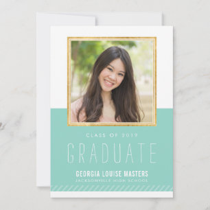 FOTO GRADUATE minimale niedliche Goldrahmen Pastel Einladung