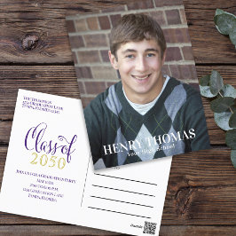 Foto Graduate Modern Einfach Minimalistisch Lila Postkarte