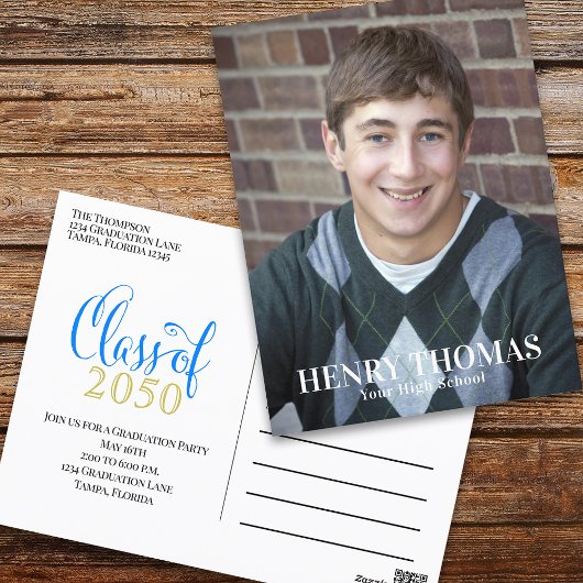 Foto Graduate Modern Simple Minimalistisch Gold Bl Postkarte