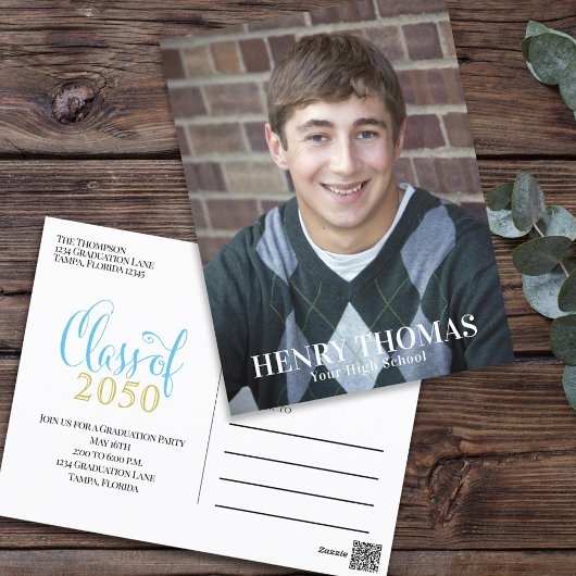 Foto Graduate Modern Simple Minimalistisch Gold Bl Postkarte