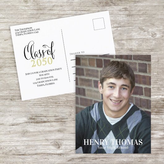 Foto Graduate Modern Simple Minimalistisch Gold Bl Postkarte