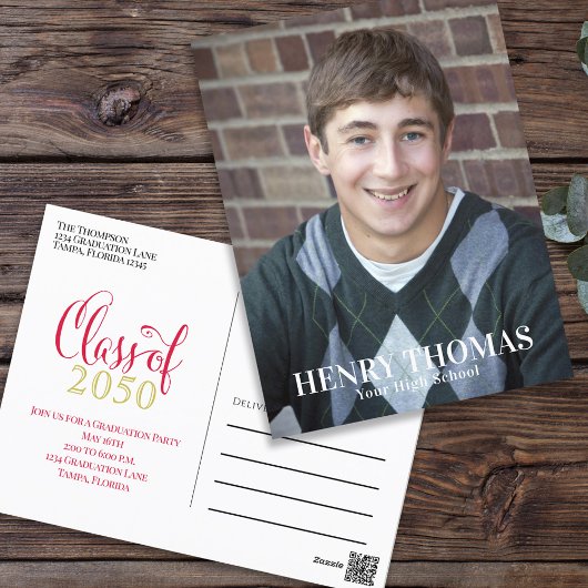 Foto Graduate Modern Simple Minimalistisch Gold Re Postkarte