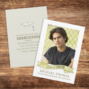 Foto Graduate Modern Simple Trendy Gold Banner Einladung