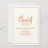 Foto Graduate Moderne einfache Klasse Orange Gold Einladung (Rückseite)