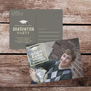 Foto Graduate Moderne Elegante Minimalistische Gol Postkarte