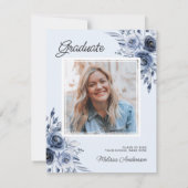 Foto Graduate Navy Blumen Danke (Rückseite)