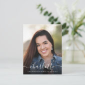 Foto Graduate Script Graduation Party Einladung (Stehend Vorderseite)