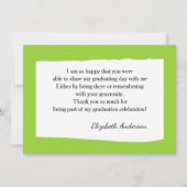 Foto Graduati in grün und weiß Einladung (Rückseite)