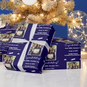 Foto Graduation Cap Diploma Herzlichen Glückwunsch Geschenkpapier