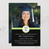 Foto Graduation Party Einladung Black Lime Green (Vorne/Hinten)