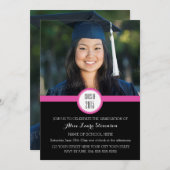 Foto Graduation Party Einladung Black Pink (Vorne/Hinten)