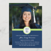 Foto Graduation Party Einladung Blue Lime Green (Vorne/Hinten)