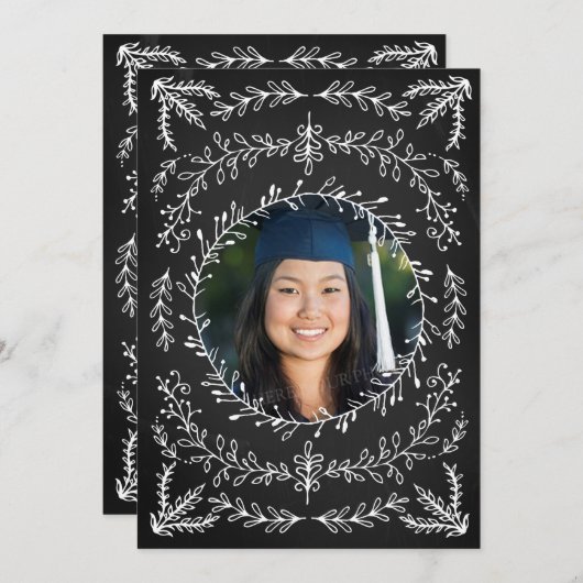 Foto Graduation Party Einladung Chalkboard (Vorne/Hinten)