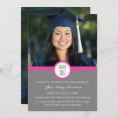 Foto Graduation Party Einladung Graurosa (Vorne/Hinten)