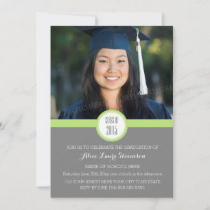 Foto Graduation Party Einladung Grey Lime Green