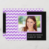Foto Graduation Party Einladung Lila Zickzack (Vorne/Hinten)
