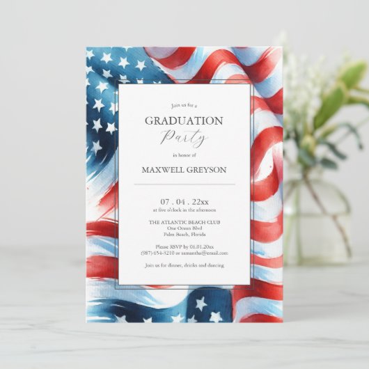 Foto Graduation Party Einladungen amerikanische Fl (Stehend Vorderseite)