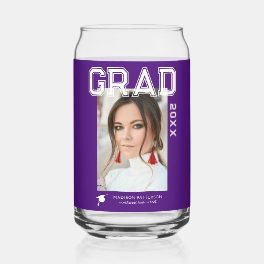 Foto Graduation Party Elegante Moderne Skripte Dosenglas (Rückseite)