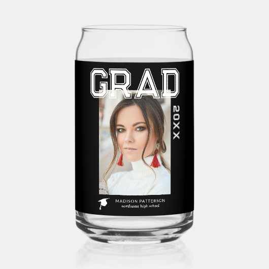Foto Graduation Party Elegante Moderne Skripte Dosenglas (Rückseite)