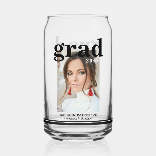 Foto Graduation Party Elegante Moderne Skripte Dosenglas (Rückseite)