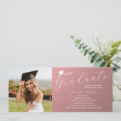Foto Graduation Party Elegante Moderne Skripte Einladung (Stehend Vorderseite)
