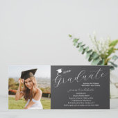 Foto Graduation Party Elegante Moderne Skripte Einladung (Stehend Vorderseite)