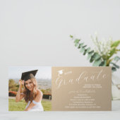 Foto Graduation Party Elegante Moderne Skripte Einladung (Stehend Vorderseite)