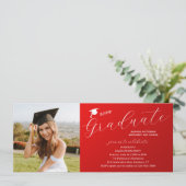 Foto Graduation Party Elegante Moderne Skripte Einladung (Stehend Vorderseite)