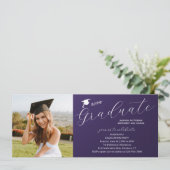 Foto Graduation Party Elegante Moderne Skripte Einladung (Stehend Vorderseite)