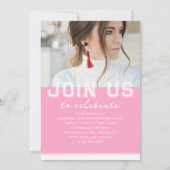 Foto Graduation Party Elegante Moderne Skripte Einladung (Rückseite)