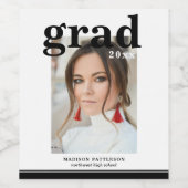 Foto Graduation Party Elegante Moderne Skripte Weinetikett (Einzelnes Label)