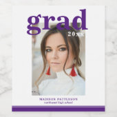 Foto Graduation Party Elegante Moderne Skripte Weinetikett (Einzelnes Label)