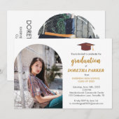 Foto Graduation Party Elegantes Gold-Script-Design Einladung (Vorne/Hinten)