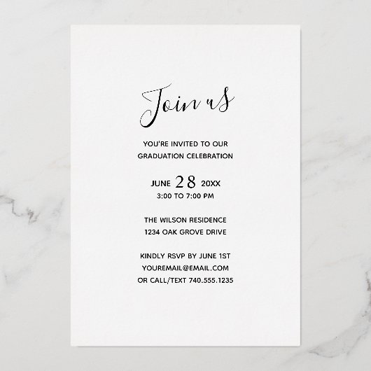 Foto Graduation Party Folieneinladung (Rückseite)