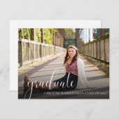 Foto Graduation Party für einfache SkriptTypografi Einladung (Vorne/Hinten)