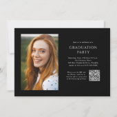 Foto Graduation Party für Schwarzes Script QR Code Einladung (Rückseite)