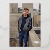 Foto Graduation Party Gold für einfache Mortar-Mai Folieneinladung (Rückseite)