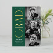 Foto Graduation Party Green and Gold Foil 3 Folieneinladung (Stehend vorne)