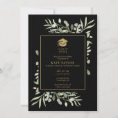 Foto Graduation Party in Black and Gold Einladung (Vorderseite)