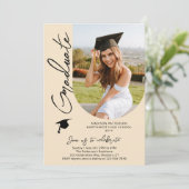 Foto Graduation Party Modernes, elegantes Skript Einladung (Stehend Vorderseite)