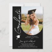Foto Graduation Party Modernes, elegantes Skript Einladung (Vorderseite)