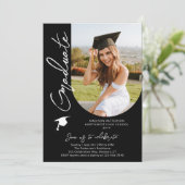 Foto Graduation Party Modernes, elegantes Skript Einladung (Stehend Vorderseite)