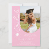 Foto Graduation Party Modernes, elegantes Skript Einladung (Vorderseite)