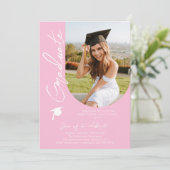 Foto Graduation Party Modernes, elegantes Skript Einladung (Stehend Vorderseite)