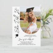 Foto Graduation Party Modernes, elegantes Skript Einladung (Stehend Vorderseite)