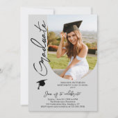 Foto Graduation Party Modernes, elegantes Skript Einladung (Vorderseite)