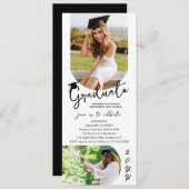 Foto Graduation Party Modernes, elegantes Skript Einladung (Vorne/Hinten)