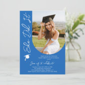 Foto Graduation Party Modernes, elegantes Skript Einladung (Stehend Vorderseite)